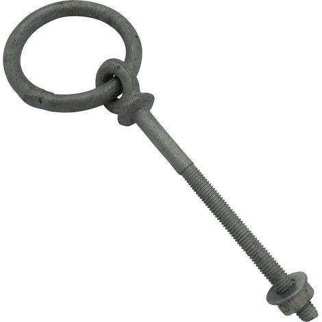 8MM X 110MM Galvanised Collared Eyebolt With Ring - Steel Eye Bolt Nut Washer (1/5)