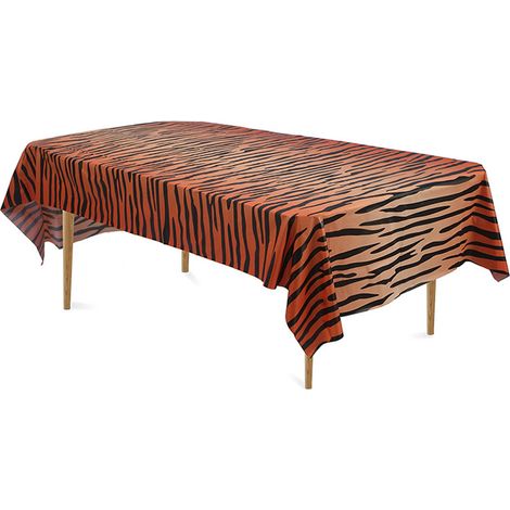 Tablecloth Animal - 108 x 54 Pouces - Imprimé Safari Tigre Zèbre Girafe - Pour Fête Thème Jungle - Lot de 3 (1/5)