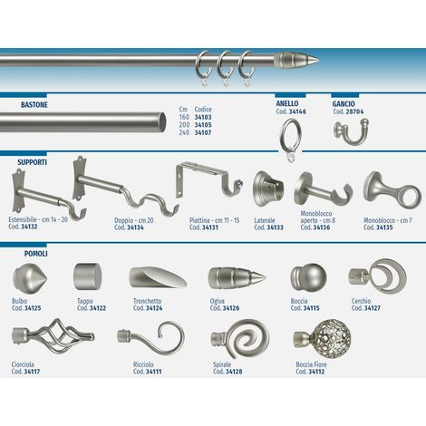 Supporto estensibile cm 14-20 in ferro nichel nuvole Ø 20 mm