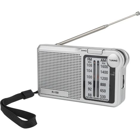 Ancienne FM 2 bandes radio portable Silver style classique (1/5)