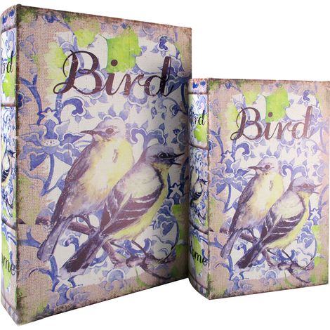 Signes Grimalt Cajas De Libro Decoracion Caja Libro Pajaro 2U Cajas Libro Lila 7x18x27cm 33370
