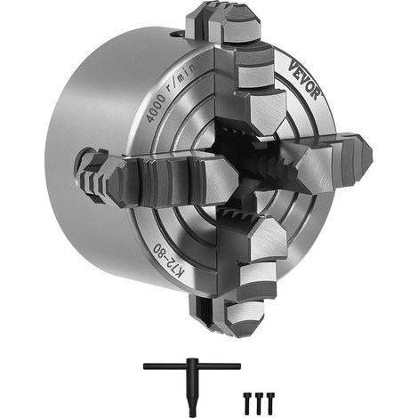 Fonte HT300 Mandrin de tour 4 mâchoires 80 mm, mors réversibles, serrage interne/externe pour tours à bois et métal (1/5)