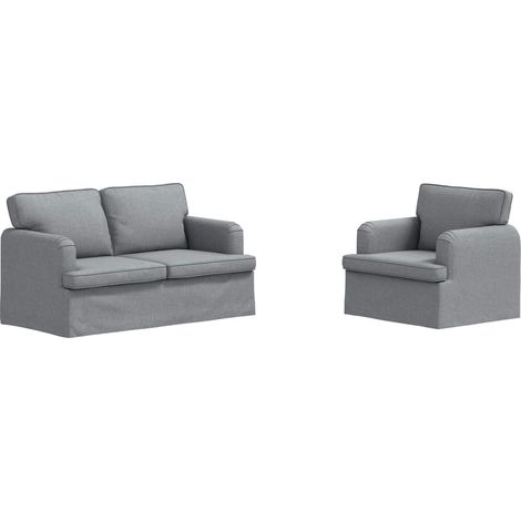 Sofa Set 2 pcs Light Grey 144 x 80 x 85 cm Fabric vidaXL (1/5)