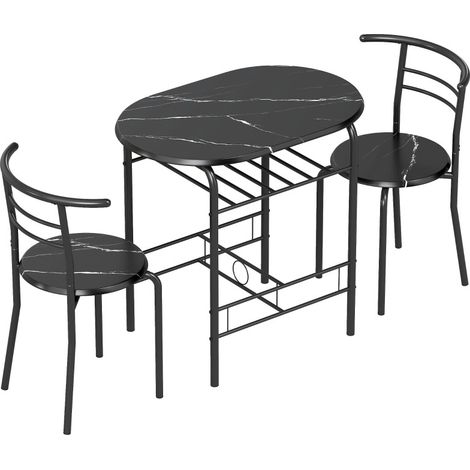 Set da pranzo 3 pezzi per 2 persone con ripiano, nero effetto marmo HOMVRA (1/5)