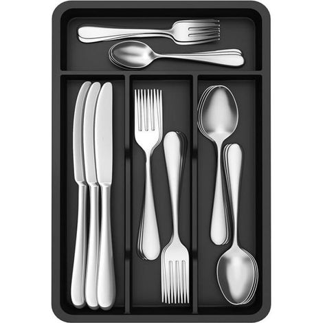 Range couvert tiroir organisateur 19.8x31.5 cm - 4 compartiments - Noir NOIR BAC RANGE COUVERTS (1/5)