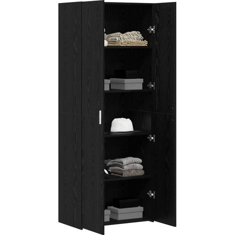 Haut Armoire 2 pcs Buffet Chêne noir 70 x 42,5 x 185 cm (1/4)
