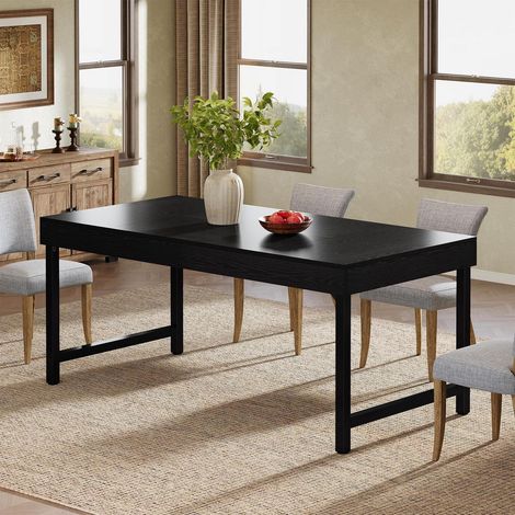 Esstisch rechteckig 140cm für 4-6 Personen, schwarz, industrieller Stil (1/5)