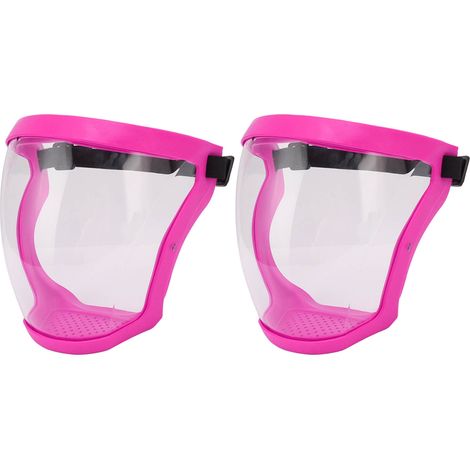 Lot de 2 masques de protection anti-poussière avec élastique de sécurité, réutilisables, avec filtres en coton, transparents, rose et blanc pour enfant. (1/5)