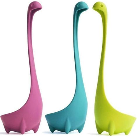 Lot de 3 Cuillères à Soupe Dinosaure, Louche Monstre du Loch Ness, Ustensiles de Cuisine pour Potage, Service de Couverts Originaux