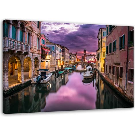 Tableau déco Venise Canal Lilas 60x40 (1/5)