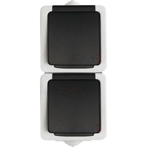 Tekno Hermetische Doppelsteckdose 2x2P+0 vertikal mit Kontaktverschluss 16A 250V grau IP54 25360