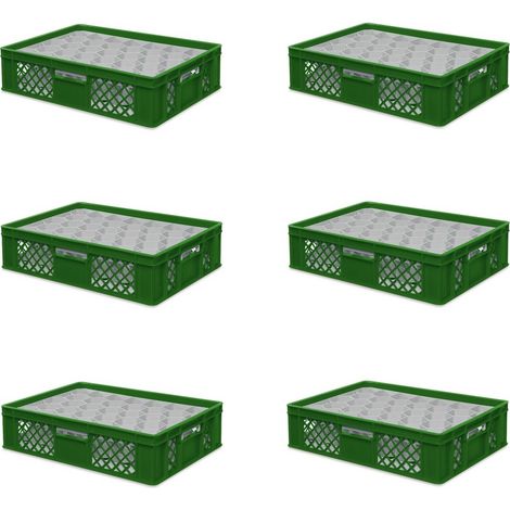 BRB 6x boîte en verre 600x400 mm, 33 verres jusqu’à 122 mm de hauteur/diamètre 75 mm, vert