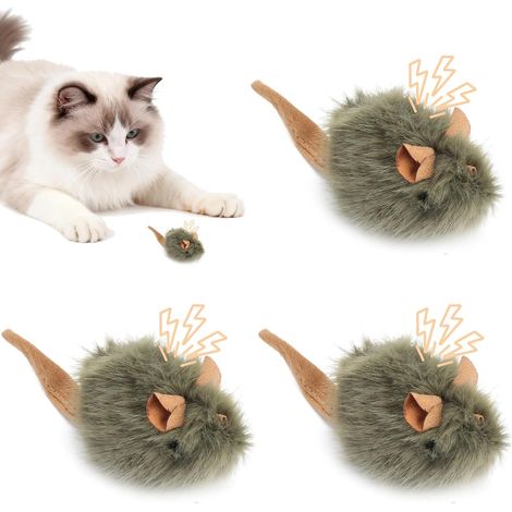x laute Katzenspielzeuge mit Mausfunktion, interaktives Katzenspielzeug, interaktives Spielzeug für Katzen, Maus zum Aufziehen, das den natürlichen Jagdinstinkt stimuliert. (1/5)