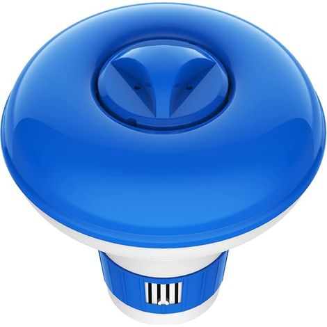 Distributeur Flottant de Chlore, Diffuseurs pour Piscine, Diamètre 12cm/5pouces Doseur Flottant Réglable, Accessoires de Piscine pour Spa Jacuzzi Intérieur Extérieur, Bleu + Blanc (1/5)