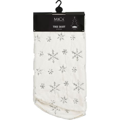 Mica Decorations Deko Baumrock Schneeflocke Ø 120 cm weiß holzoptik Weihnachtsbaumdecke