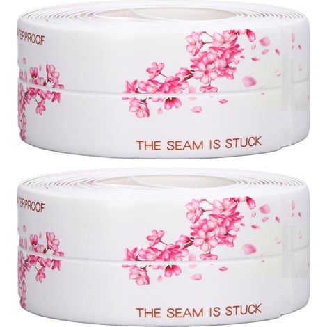 Lot de 2 bandes adhésives étanches en PVC, imperméables et auto-adhésives, pour cuisine et salle de bain, 3,2 mètres. (1/5)