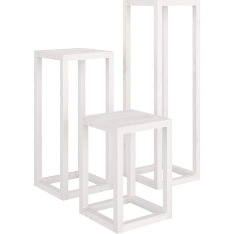 Maison Exclusive - Set Supporti per Piante 3 pz Bianco in Legno Massello di Pino