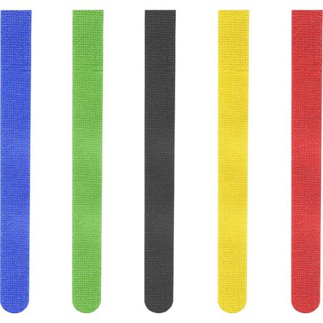 Hama Fascetta con chiusura a strappo Nylon Rosso, Blu, Giallo, Verde, Nero flessibile (L x L) 215 mm x 16 mm 5 pz. 0022