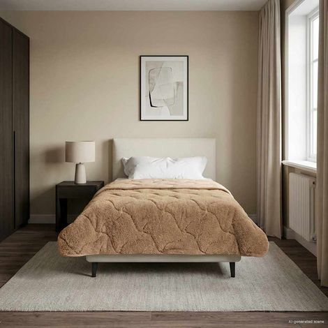 vidaXL Duvet d'été simple Matelassé Taupe 140 x 220 cm (1/5)