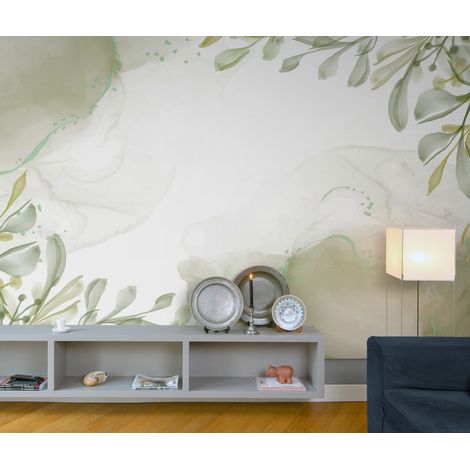 Papier Peint Feuillage - Fines Branches Aquarelle - 150 x 250 cm (1/2)