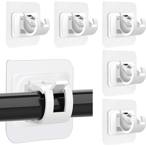LYERCW - Supports de tringle à rideaux, fixations adhésives sans clous pour tringle à rideaux, fixations murales pour tringle à rideaux (blanc)