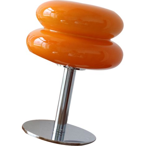 Lampe de table en forme de tarte aux œufs pour filles, lampe de table en verre mignon à lumière douce et écoénergétique avec interrupteur à bouton-poussoir USB, idéale pour les dortoirs (orange). (1/5)