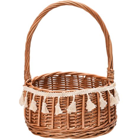 Rustikaler Heukorb für Blumenmädchen – Natürliche Geschenktüte – S (10 x 15 cm), 1 Stück – Hochzeit, Jahrestag (1/4)