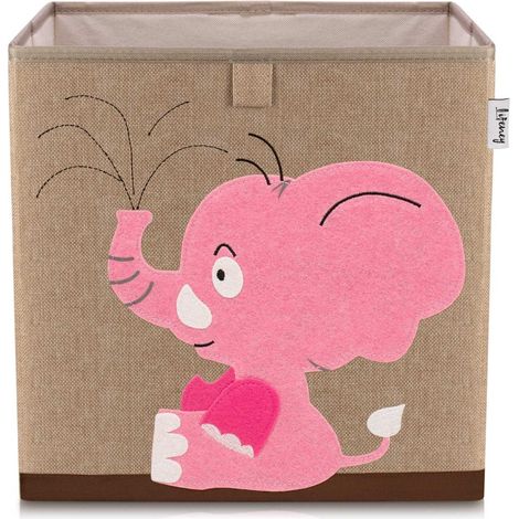 Boîte de rangement en tissu pour enfant "éléphant rose", compatible Ikea Kallax Lifeney (1/5)