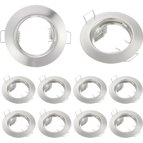10pcs Boîtier De Projecteur Encastré LED Cadre Rond Argenté (1/5)