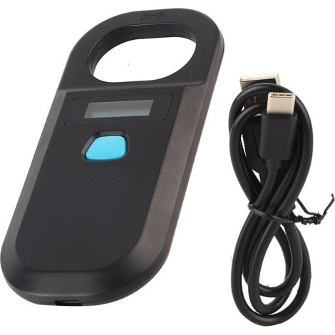 Lecteur de puce pour animaux domestique portable, scanner à puce électronique avec écran OLED haute luminosité (noir) (1/5)