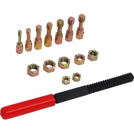 Jeu de 15 filières et tarauds en acier au carbone pour réparation de filets métriques, kit d'outils de reconditionnement de vis (1/5)