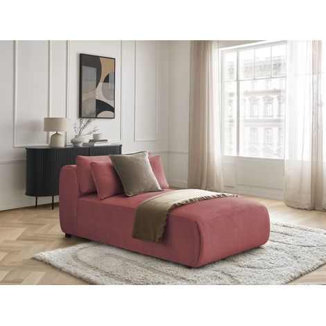 BOBOCHIC - Méridienne avec têtière pour canapé modulable JANA tissu velours Orange (1/5)