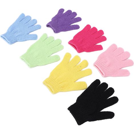Lot de 7 Gants de Gommage pour Douche, Exfoliants Corps Entier, Éliminent Peaux Mortes, Massants et Portatifs, Lot de Gants de Toilette (1/5)