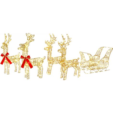 Renne de Noël avec traîneau 5 pc 240 LED Blanc chaud vidaXL (1/5)
