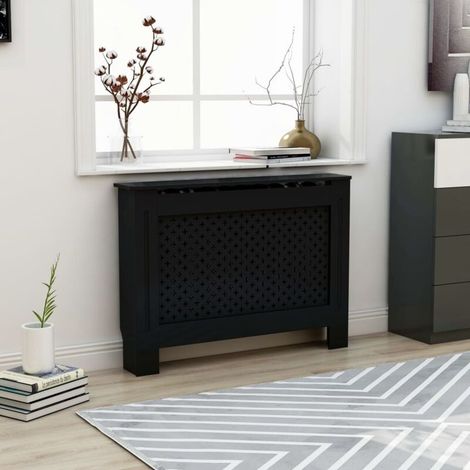 Cache-radiateur Noir - Couvre Radiateur - Revêtement de Radiateur pour Maison 112x19x81 cm MDF -BonneVie77045