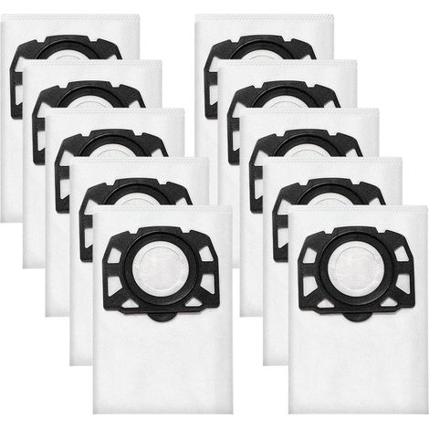 Lot de 10 sacs filtrants de rechange pour aspirateur eau et poussière Karcher WD4 - WD5 - WD6 - KWD 4/5/6 - KNT 4 - WD4.200 - WD5.800 - MV4 - MV5 - MV6 - SE 5.100 - SE 6.100 - pour remplacer le sac à  (1/5)