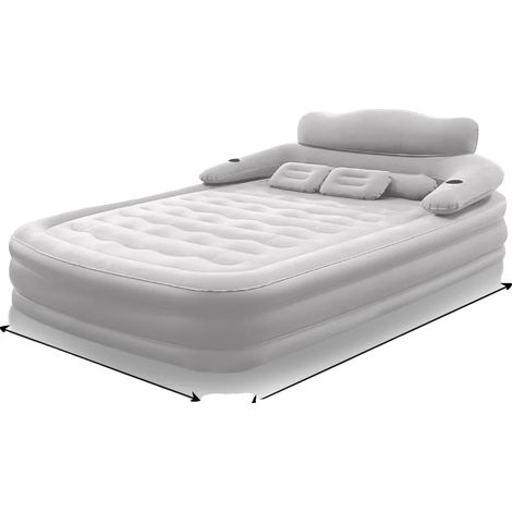Colchón de camping para exteriores, bomba de inflado integrada, inflado automático, gris, 203 cm x 152 cm x 48 cm (1/2)