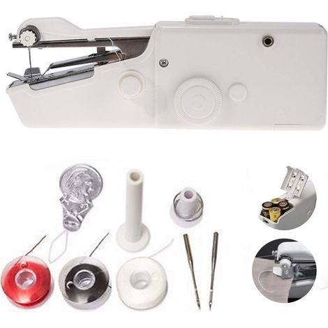 Trintion Hand Sewing Machine Mini Electric Cordless Sewing Machine with Accessories for Beginners - Ideal for Clothing, Curtains, Home, and Travel Use - White (1/5)