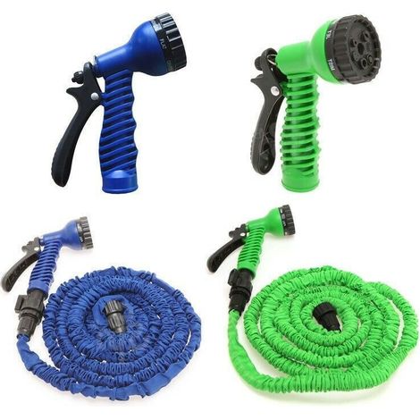 TUBO DA GIARDINO CON PISTOLA ALLUNGABILE ESTENSIBILE ANNAFFIATORE VARIE MISURE - 60 Metri - Misura: 22,50 Metri