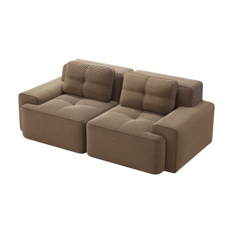 Canapé modulable marron velours côtelé, assise profonde canapé-lit salon (1/5)