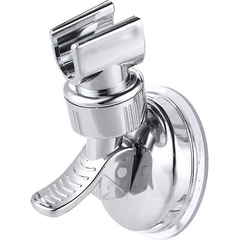 Support mural universel pour pommeau de douche réglable, chromé, à ventouse puissante, sans perçage. (1/5)