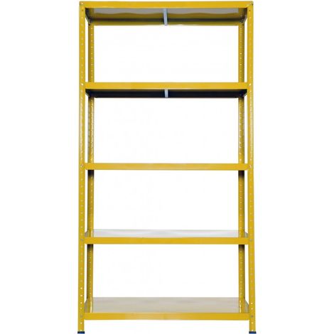 Étagère métallique jaune 100 x 40 x H187 cm – Capacité 80 kg – Pour rangement débarras, garage, cave – Fabrication italienne – Grima