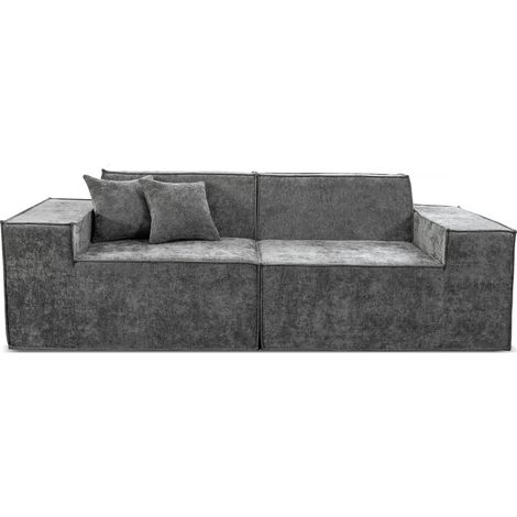 Modulares Einzelsofa "Lusso" aus strukturiertem Stoff - 3-Sitzer - Grau