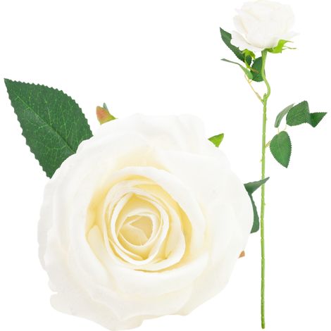Rose décorative en velours simple CV17916-1 blanche (1/5)