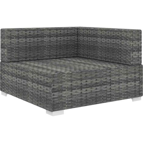 Maison Exclusive - Sofa-Eckteil mit Kissen Poly Rattan Grau (1/5)