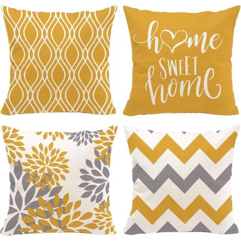 Housse Coussin Canapé - Carrée - 45 x 45 cm - Tissu Polyester Doux - Pour Salon Chambre - Lot de 4 (1/5)