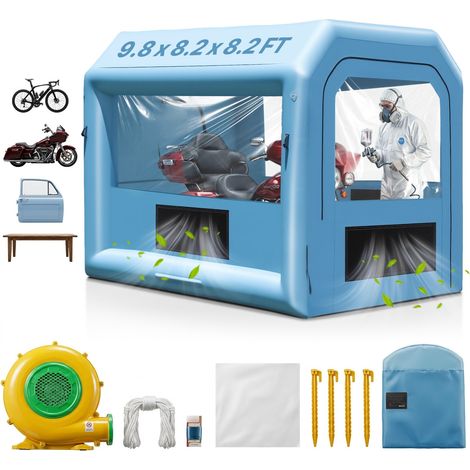 Cabine de Peinture Gonflable 3x2,5x2,5 m, Tente Peinture Gonflable Automobile avec Souffleur Puissant de 550 W et Système de Filtration, Station de Travail pour Pose de Peinture Atelier Garage (1/5)