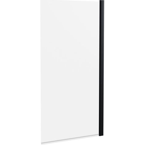 6mm Toughened Safety Glass Straight Reversible Bath Screen - Black (1/2)
