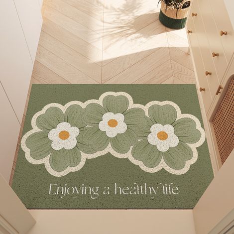 Silk loop doormat, thickened, anti-slip, dirt-resistant, suitable for home use - Three flower pattern, horizontal design - 4575CM.