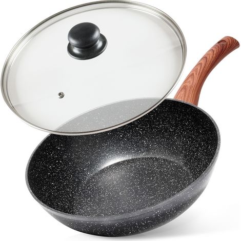 Sartén wok de granito con tapa de cristal BLACK&WOOD de 28 cm (1/5)